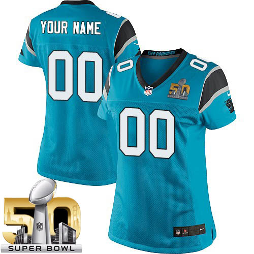 Women's Limited Super Bowl L Nike Jersey Blue Alternate - Customized NFL Carolina Panthers